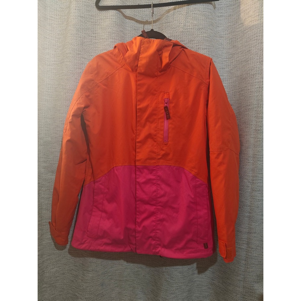 Burton Dryride Horizon Snowboard Jacket Orange Pink Colorblock Hooded Womens M